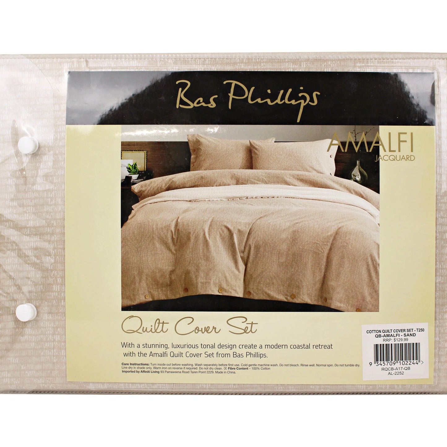 Amalfi Quilt Cover Set Sand by Bas Phillips-Sleep Doctor