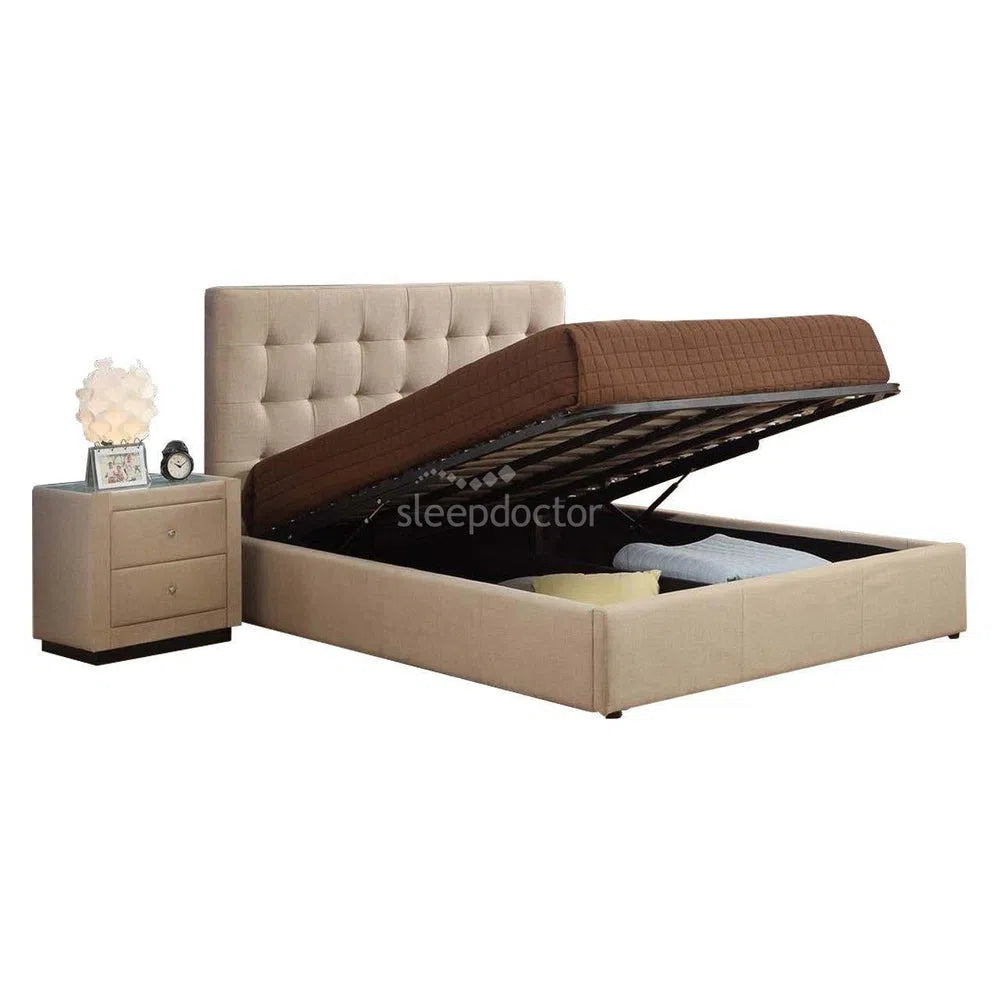 Brooklyn Gas Lift Storage Bed Frame in Fabric-Sleep Doctor