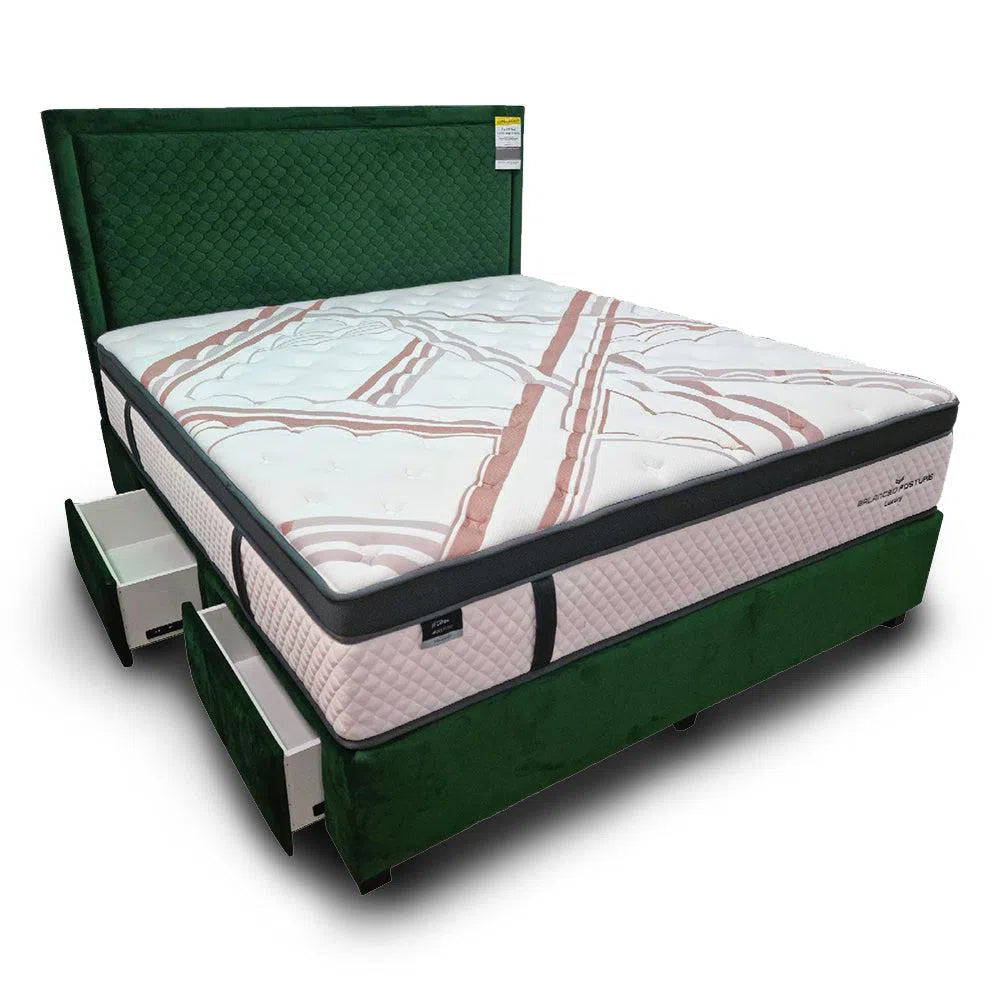 Cardiff Drawer Base T2 King 1400 Bedhead Essence Pine Panel insert with Adore Pine border and piping-Sleep Doctor