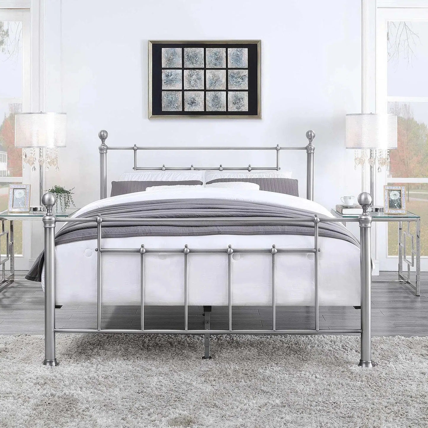 Chadstone Metal Bed in Pewter-Sleep Doctor
