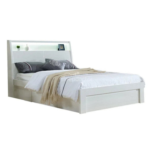 Chicago Gloss White Bed with Gas Lift Storage and Drawer-Sleep Doctor