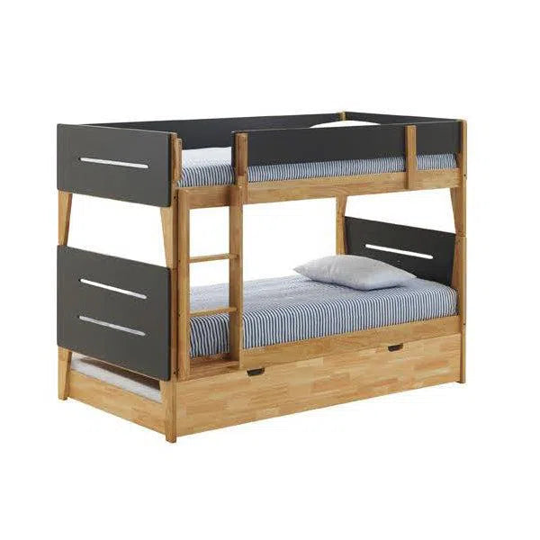 Irvine Bunk Bed with Removal Top Bunk in Charcoal and Natural Timber-Sleep Doctor