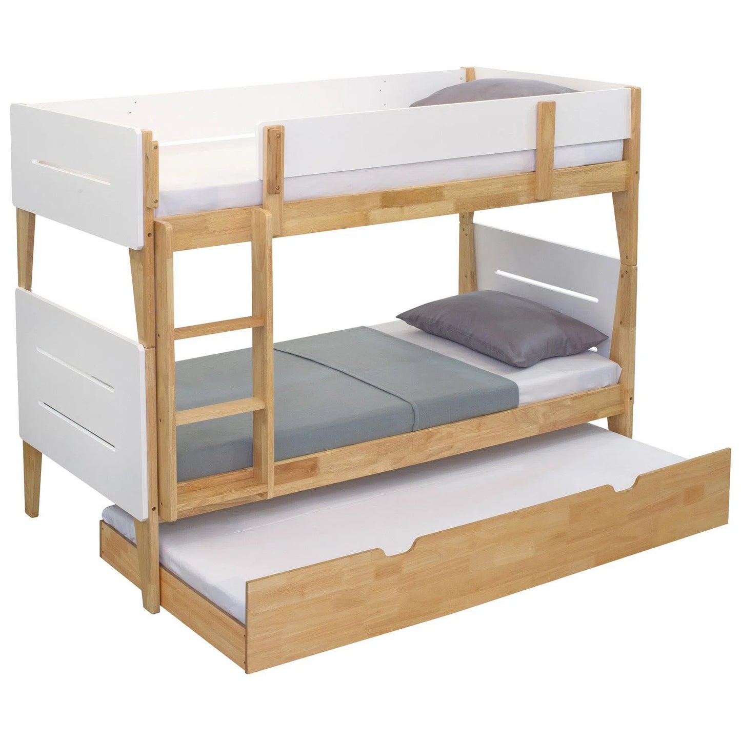 Irvine Bunk Bed with Removal Top Bunk in White and Natural Timber-Sleep Doctor