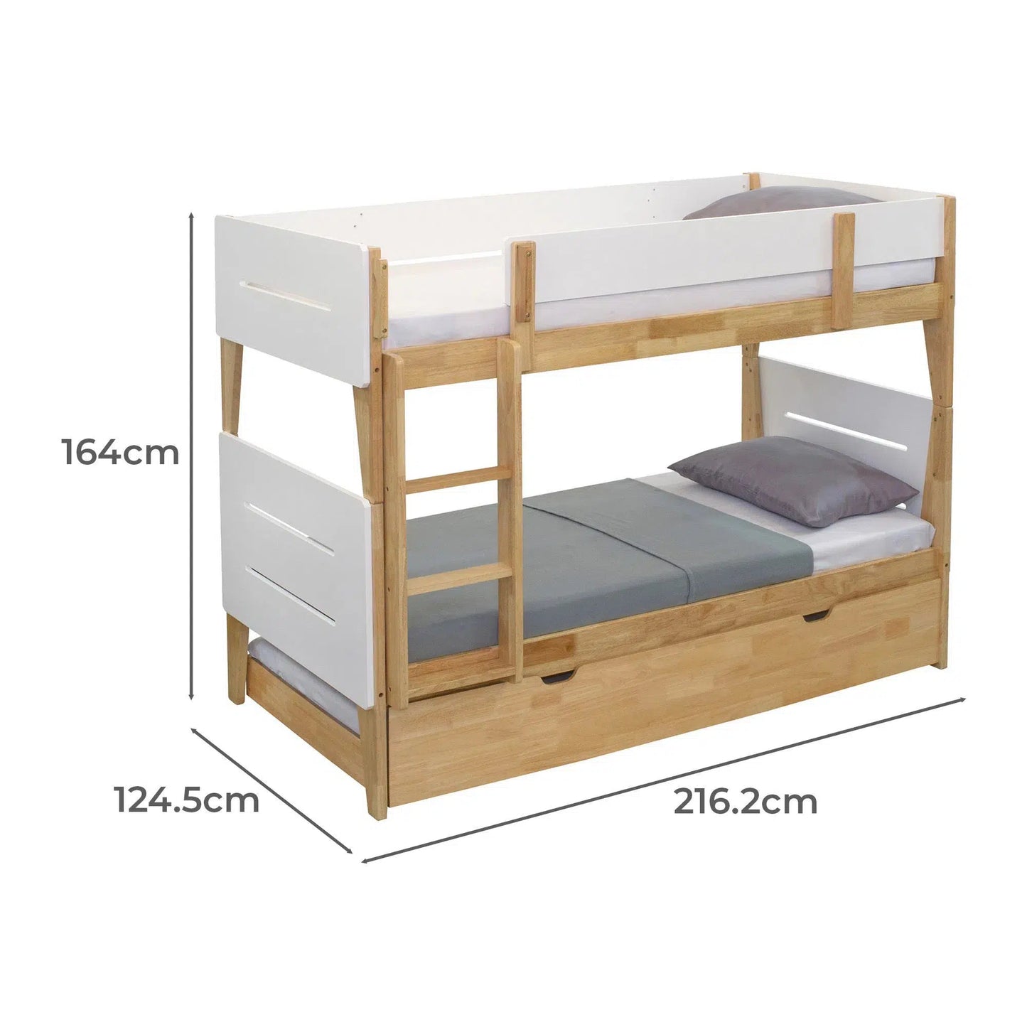 Irvine Bunk Bed with Removal Top Bunk in White and Natural Timber-Sleep Doctor