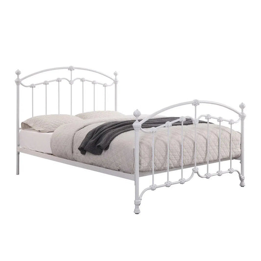Katrina White Gloss Cast Iron Bed Frame-Sleep Doctor