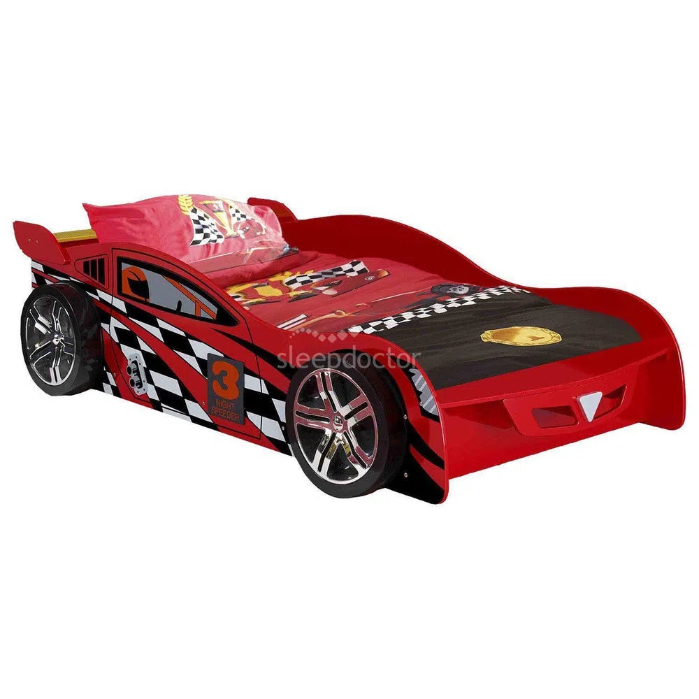 King Single Brisbane Night Speeder Car Bed in Red-Sleep Doctor
