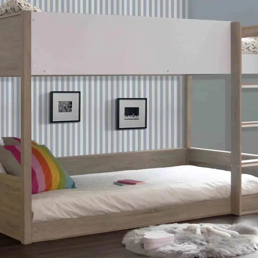 Gisborne Bunk Bed with Low Bottom Bunk and Side Ladder in Oak Finish