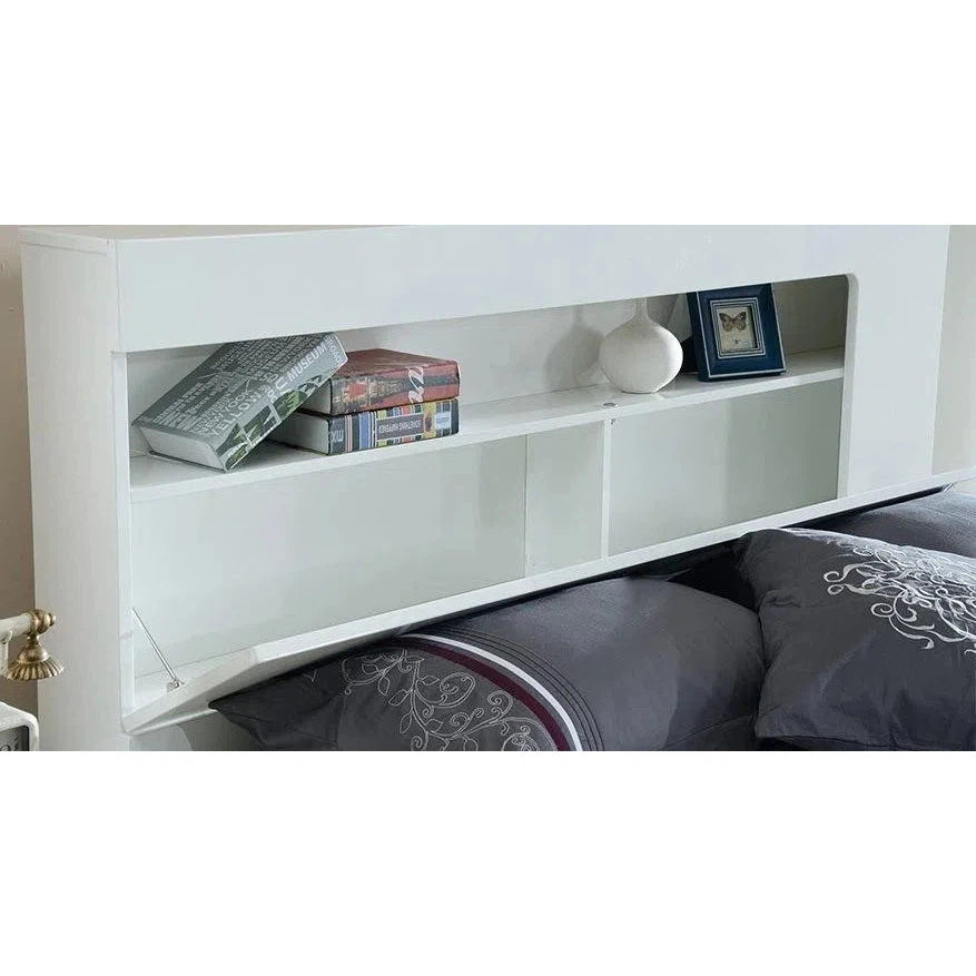 Seattle Side Gaslift Storage Bed In Gloss White-Sleep Doctor