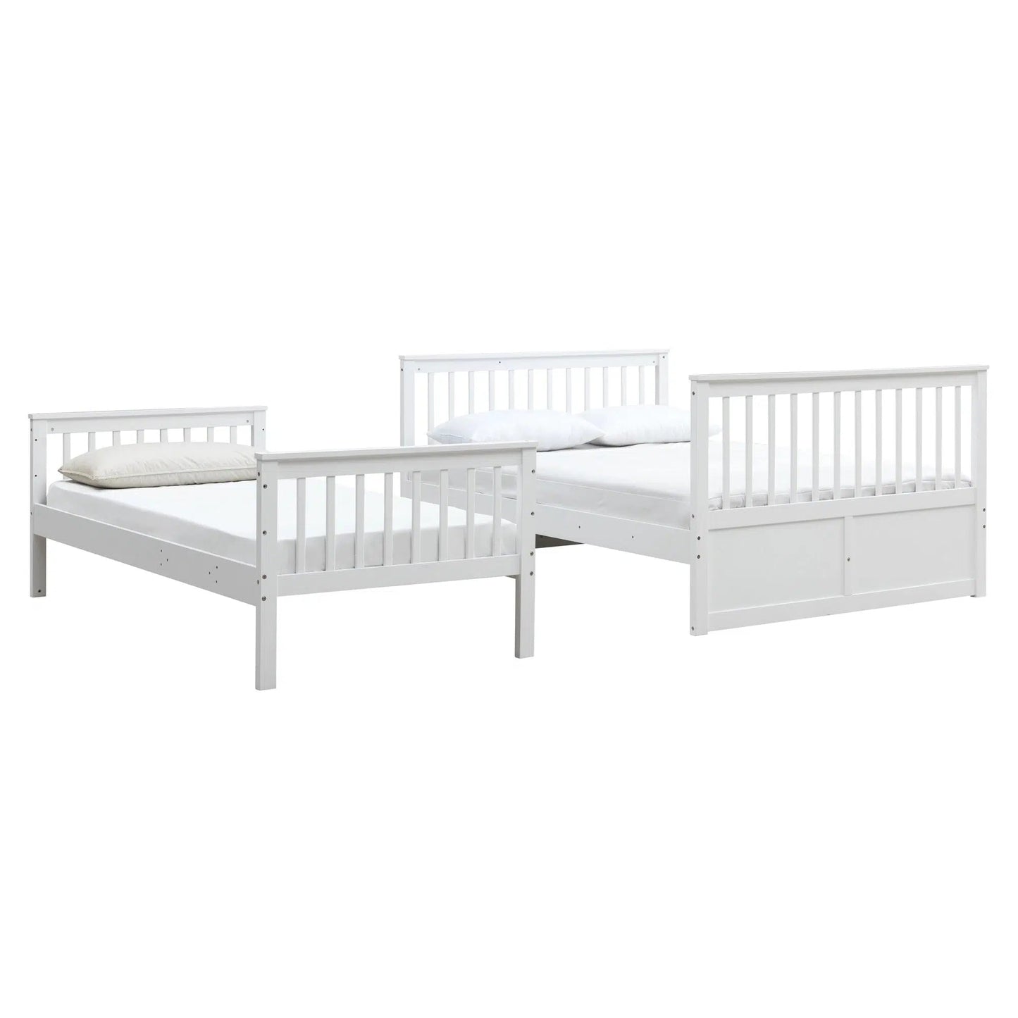 Single Over Double Seattle Bunk Bed with Double Trundle in White-Sleep Doctor