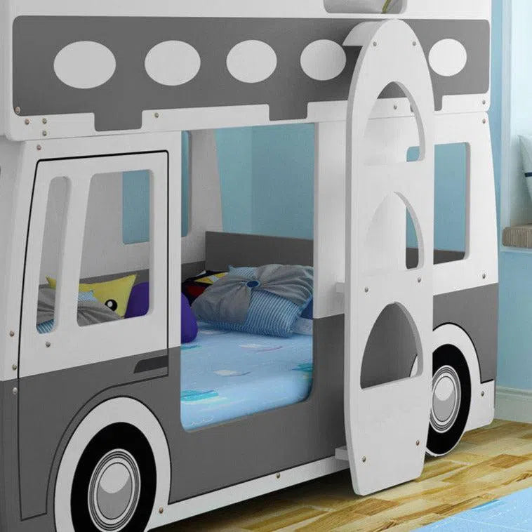 Single Surf Bunk Bed with Steering Wheel in White and Grey-Sleep Doctor