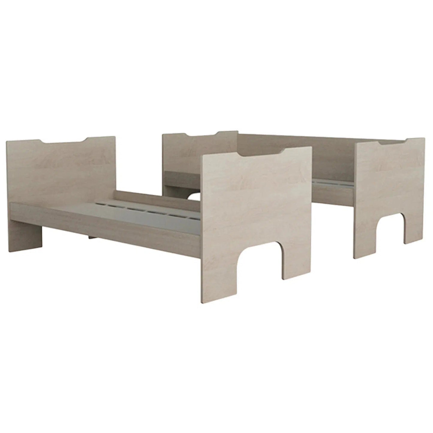 Single Trio Sidney Bunk Bed with Shelves and Trundle in Light Oak and White-Sleep Doctor