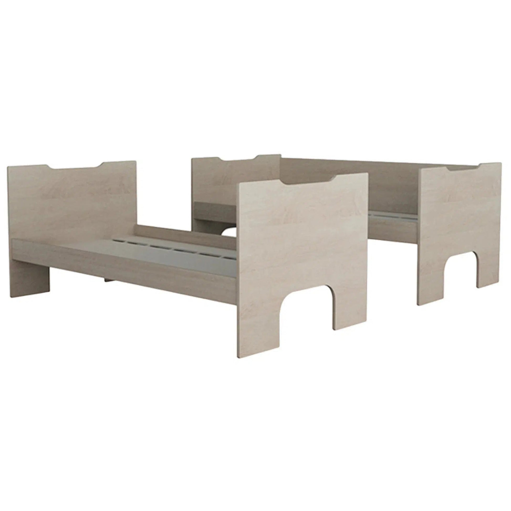 Single Trio Sidney Bunk Bed with Shelves and Trundle in Light Oak and White-Sleep Doctor