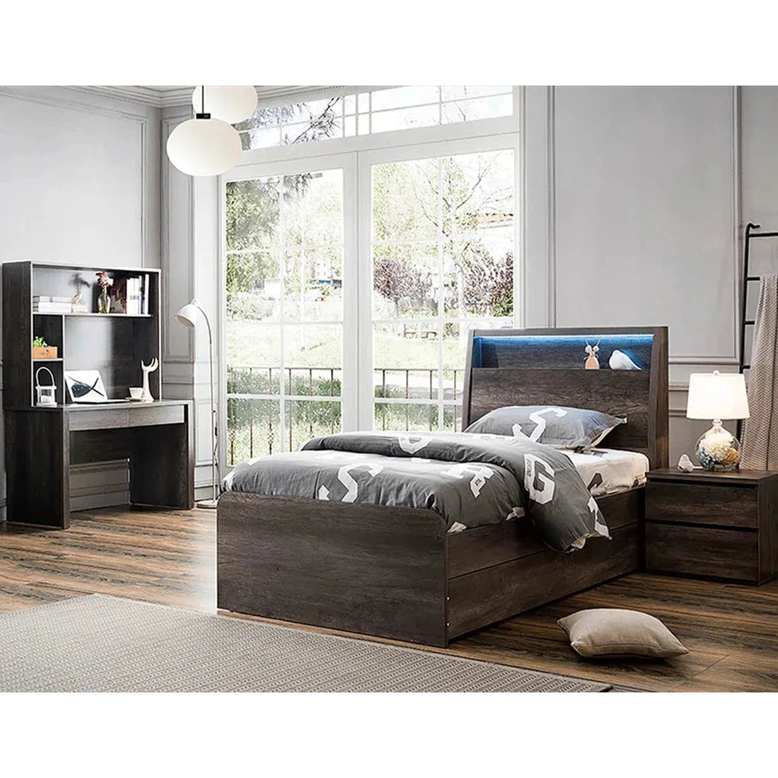 Summit Front End Gas Lift King Single Bedframe in Charcoal-Sleep Doctor