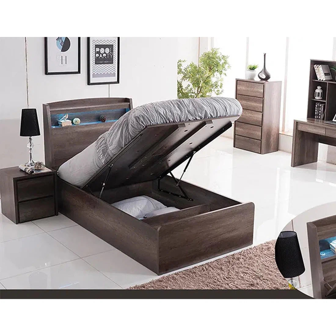 Summit Front End Gas Lift King Single Bedframe in Charcoal-Sleep Doctor