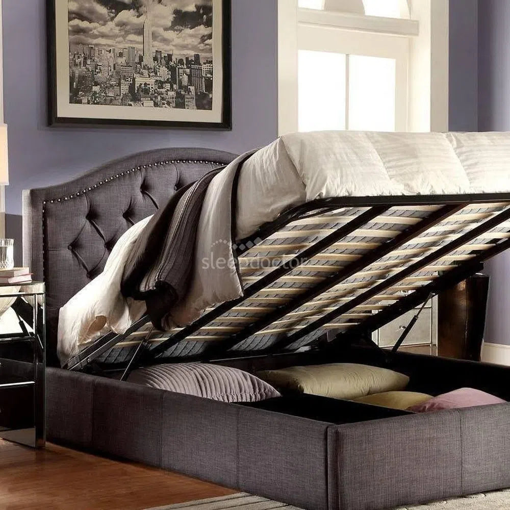 Windsor Gas Lift Storage Bed in Upholstered Fabric-Sleep Doctor