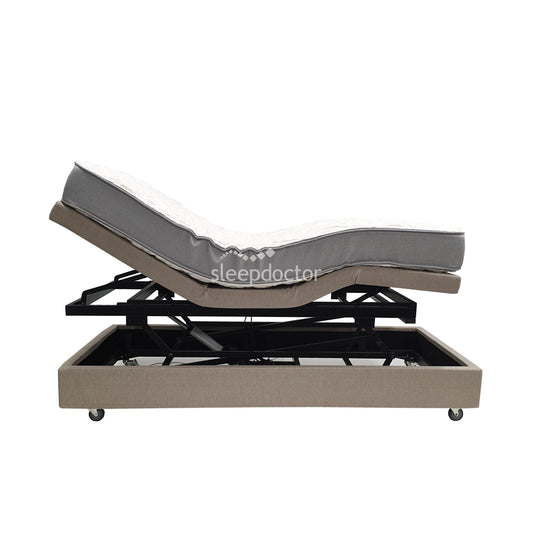 6700-670 Head Foot Adjustable Bed Fully Upholstered with Scissor Lift and 3 Layer Standard Mattress-Sleep Doctor