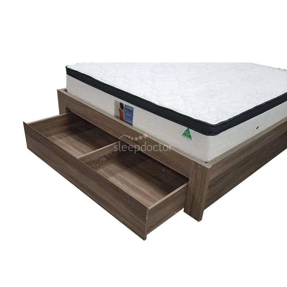 Boston 3 Drawer Storage Bed with Bed Light in Mocha Oak Timber Look Veneer-Sleep Doctor