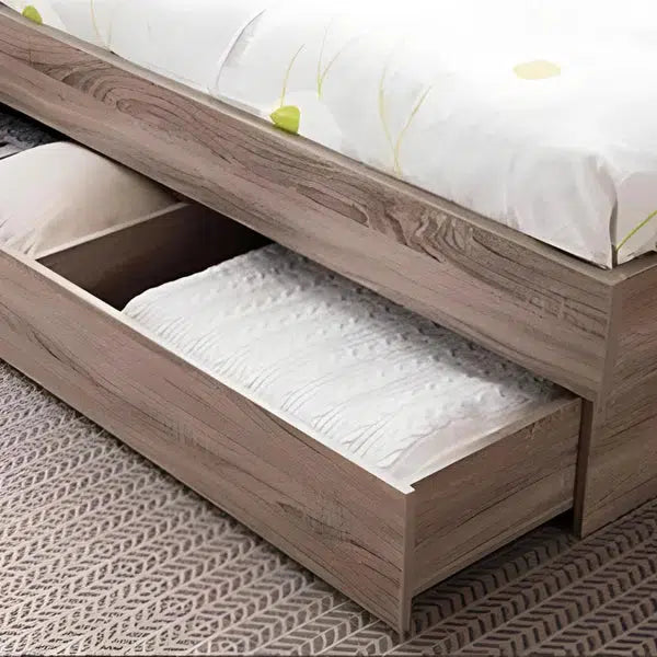 Boston Gas Lift Storage Bed with Bed Light in Mocha Oak Timber Look Veneer-Sleep Doctor