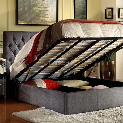 Cameo Gas Lift Storage Bed in Fabric-Sleep Doctor