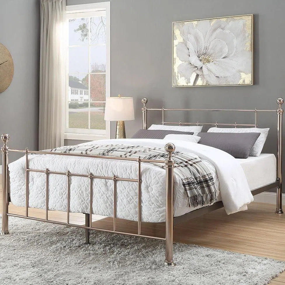 Chadstone Metal Bed in Rose Gold-Sleep Doctor