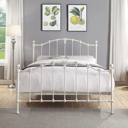 Claremont Cast Iron Bed Antique White With Slats-Sleep Doctor