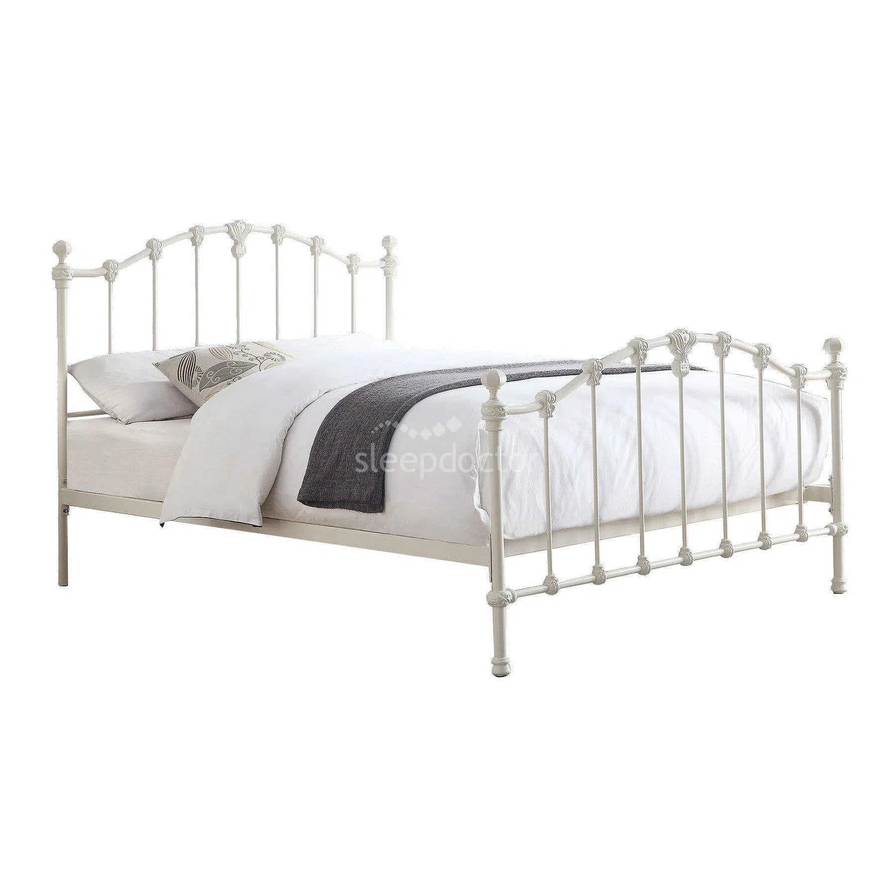 Claremont Cast Iron Bed Antique White With Slats-Sleep Doctor