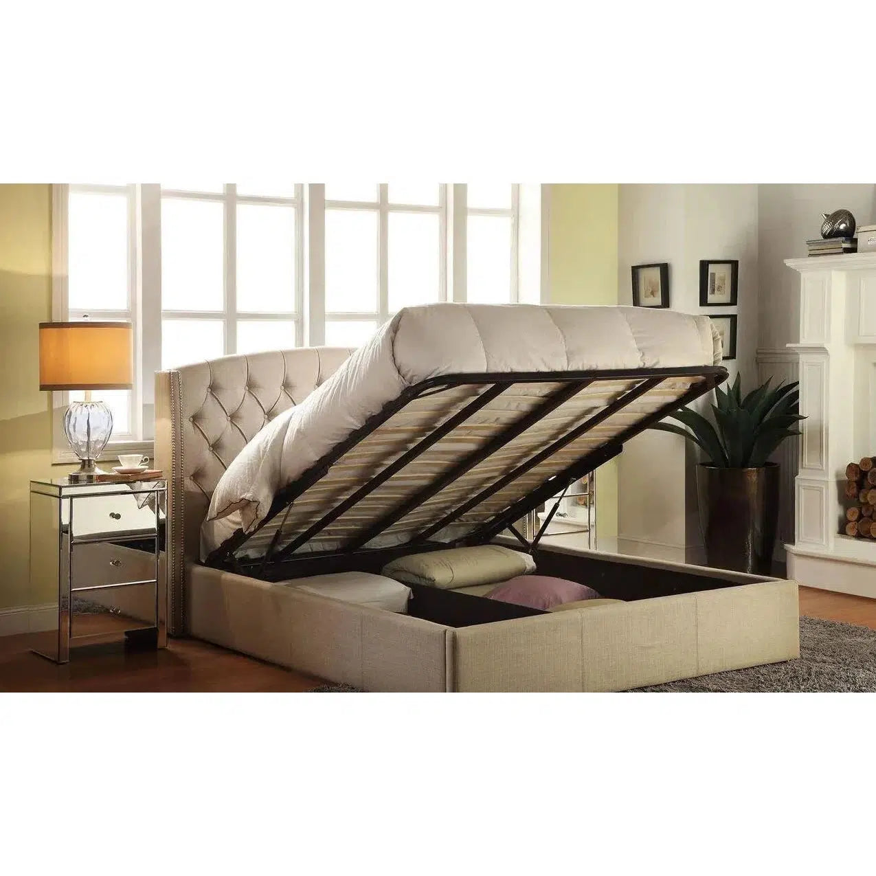 Hampton Gas Lift Storage Bed in Fabric-Sleep Doctor