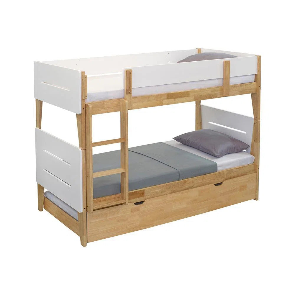 Irvine Bunk Bed with Removal Top Bunk in White and Natural Timber-Sleep Doctor