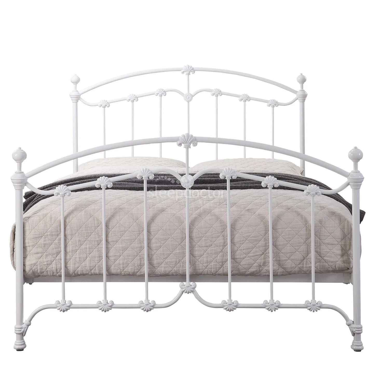 Katrina White Gloss Cast Iron Bed Frame-Sleep Doctor