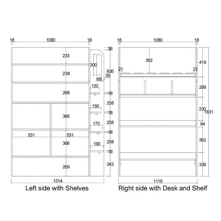 King Single Beyond Gaming Bunk Bed with Desk and Shelves in Grey with Red Edging-Sleep Doctor