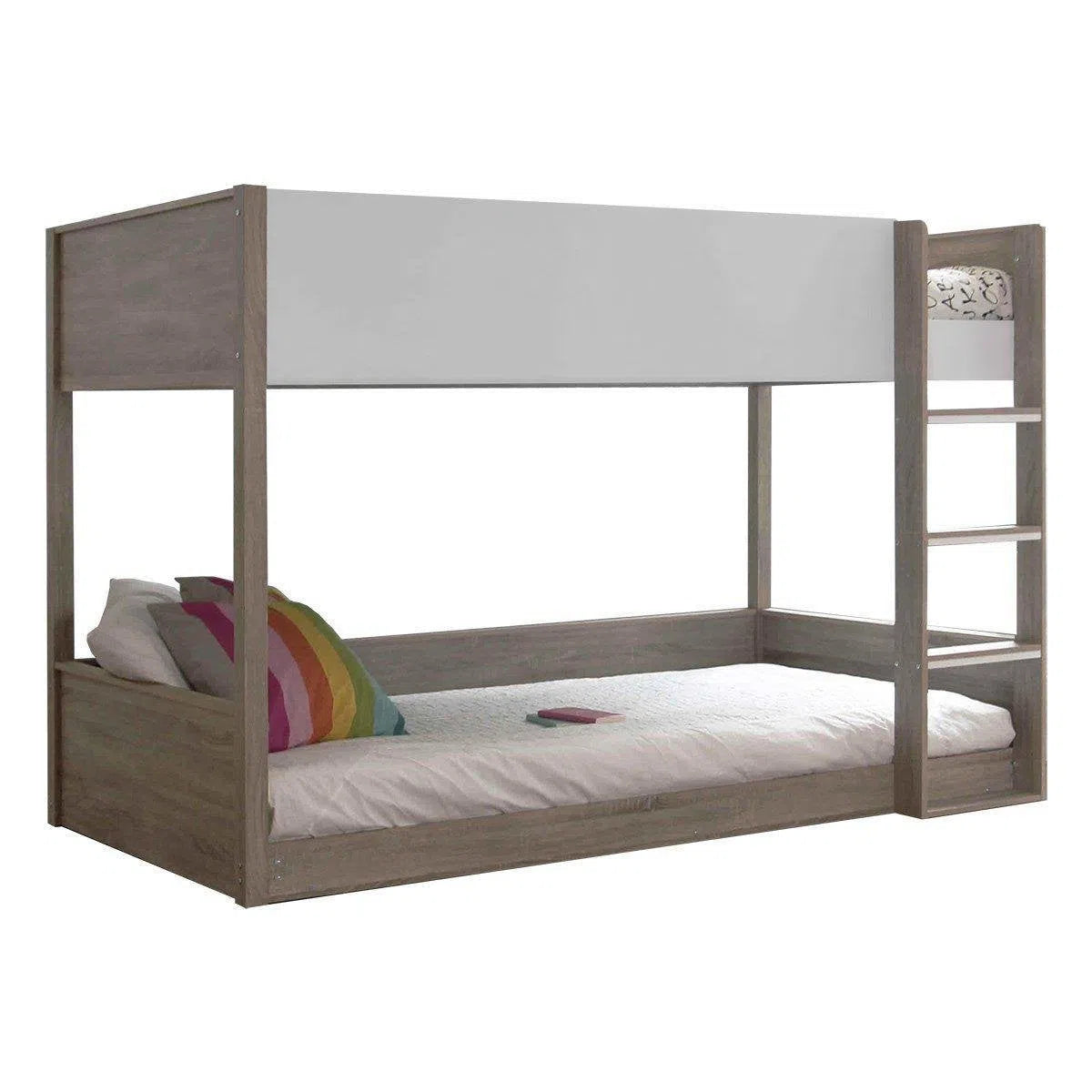 King Single Gisborne Bunk Bed in Sonoma Oak and White-Sleep Doctor