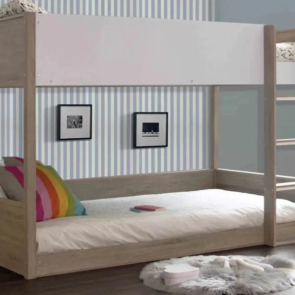 Gisborne Bunk Bed with Low Bottom Bunk and Side Ladder in Oak Finish