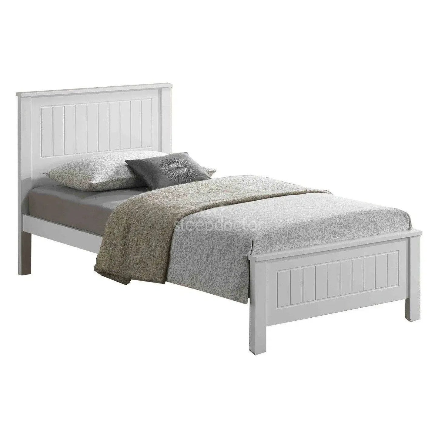 King Single Quincy Bedframe in White-Sleep Doctor