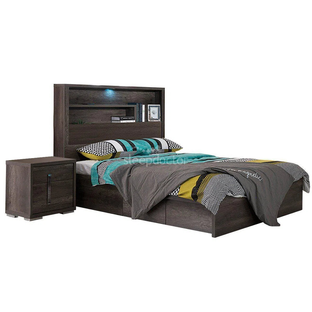 Library Bed King With 3 Drawer-Sleep Doctor