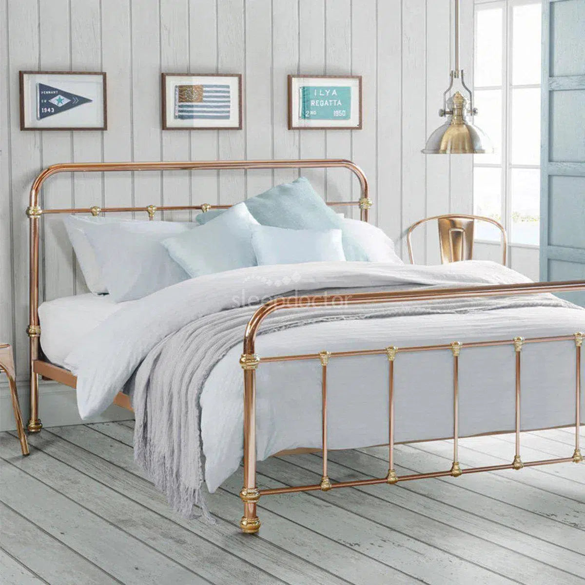 Madrid Bed in Copper and Brass Plating over Tubular Metal-Sleep Doctor