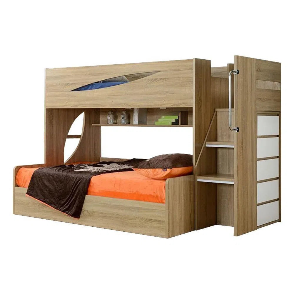 Olive Bunk bed White & Oak - Gas Lift & tallboy-Sleep Doctor