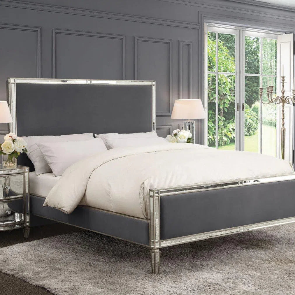 Rochelle Mirrored Fabric Upholstered Bed-Sleep Doctor