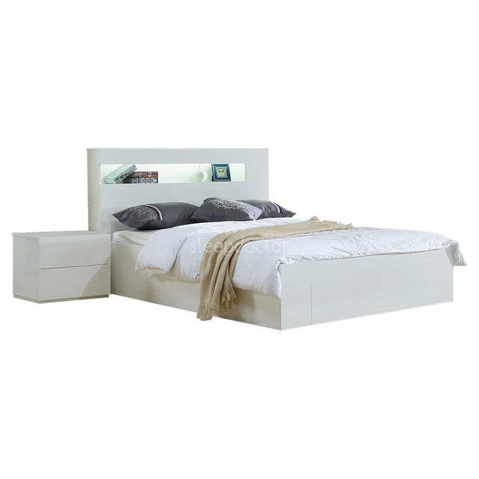 Seattle Side Gaslift Storage Bed In Gloss White-Sleep Doctor