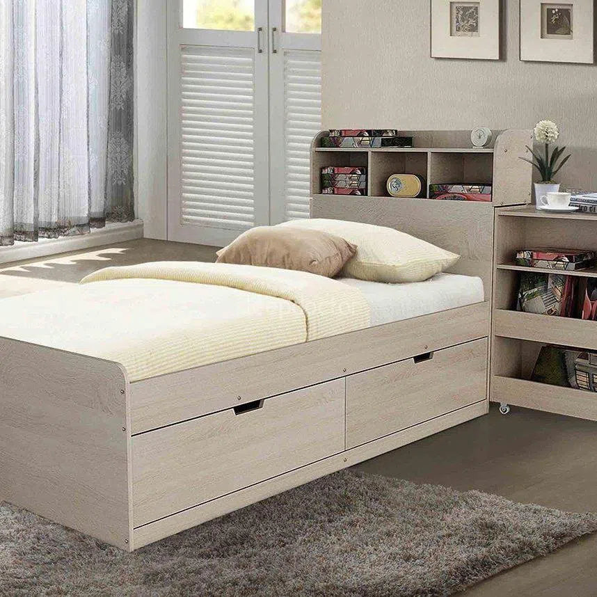 Single Airlie Bed with Cabinet and 2 Drawers in Light Oak-Sleep Doctor