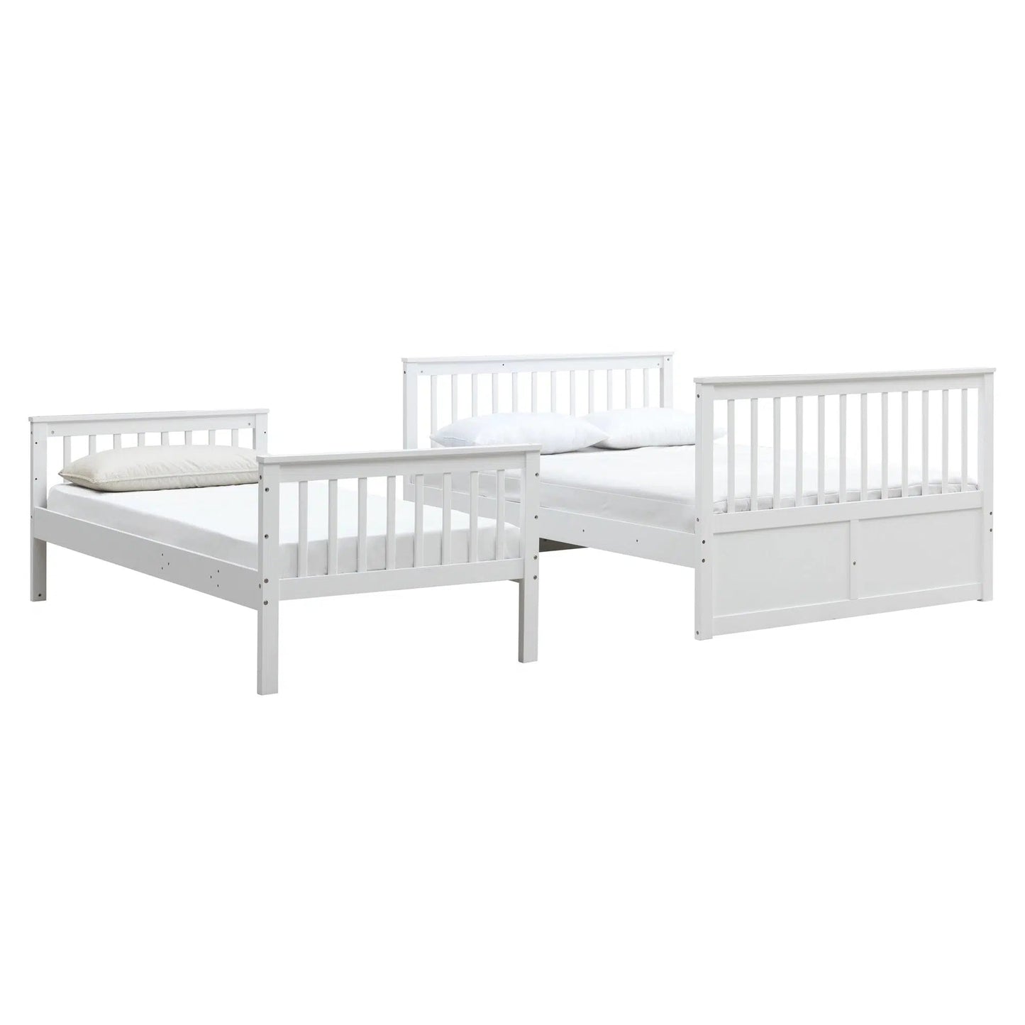 Single Over Double Seattle Bunk Bed with Double Trundle in White-Sleep Doctor