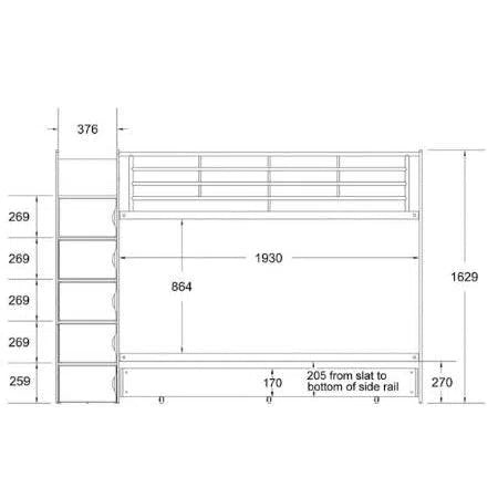 Single Trio Ashton Bunk Bed with Trundle and Stairs with Cabinets in Sonoma Oak and White-Sleep Doctor