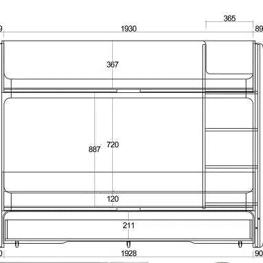 Single Trio Skyler Bunk Bed with Trundle in Light Oak and White-Sleep Doctor