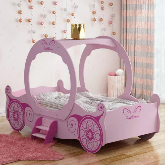 Single Victoria Princess Carriage Bed in Pink and White-Sleep Doctor