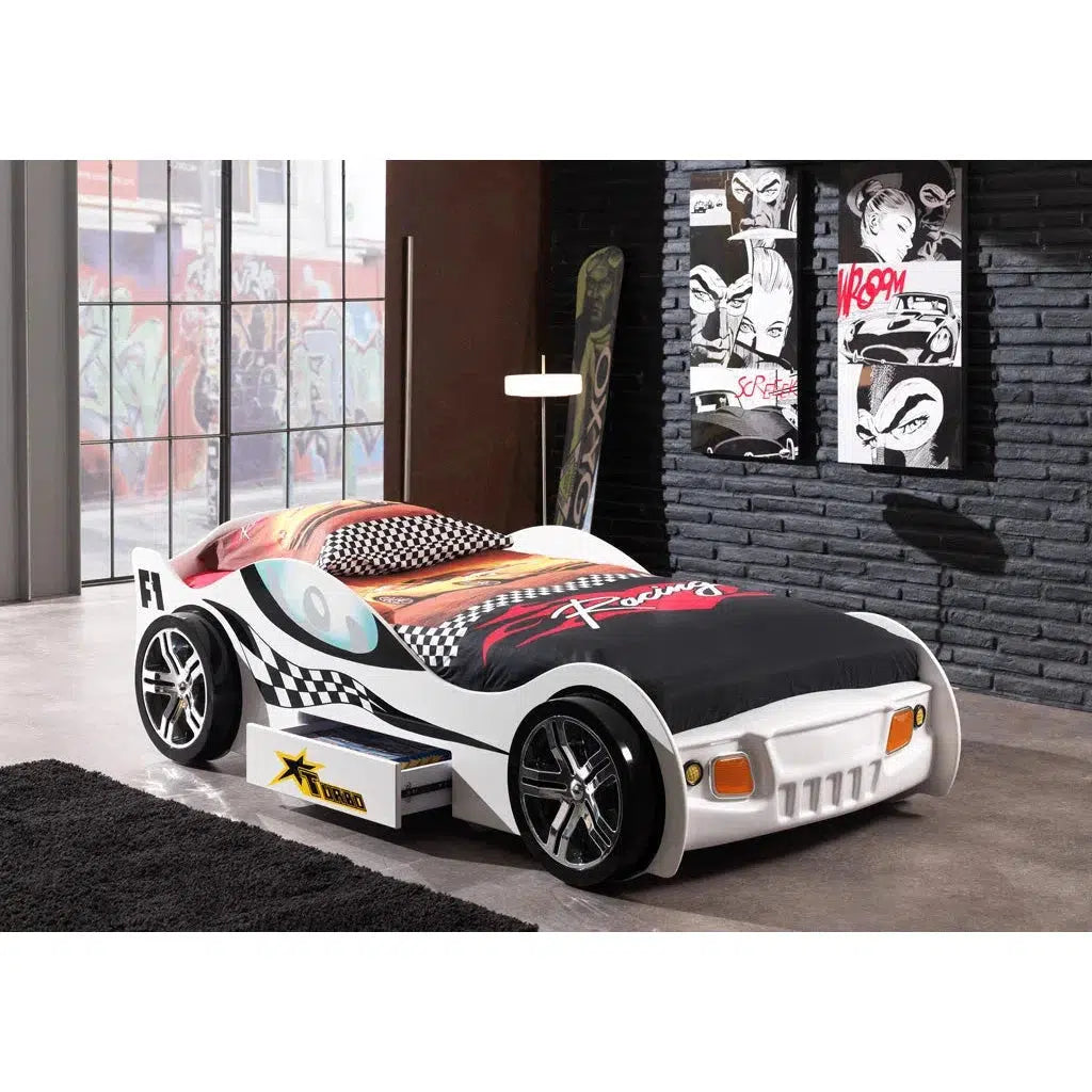 Turbo Racing Car Bed with Drawer & Fibreglass Nose-Sleep Doctor